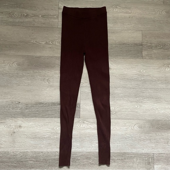 Brunette The Label Ribbed Leggings Thick Heavy Knit Chocolates Brown Size XS/S - Picture 3 of 7